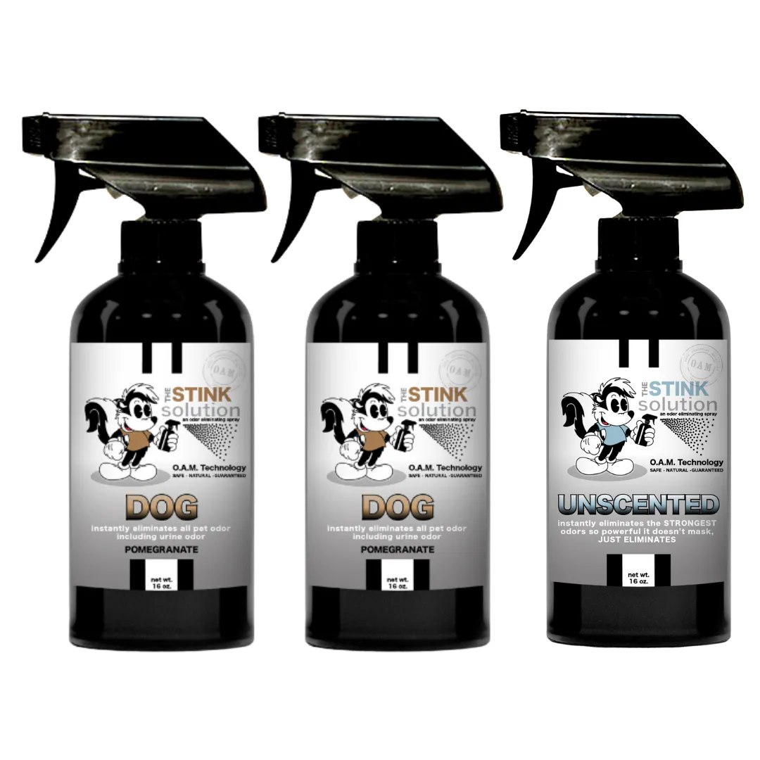 Three Pack - Two Dog Odor Eliminating Sprays   One Spray of Choice 16 oz