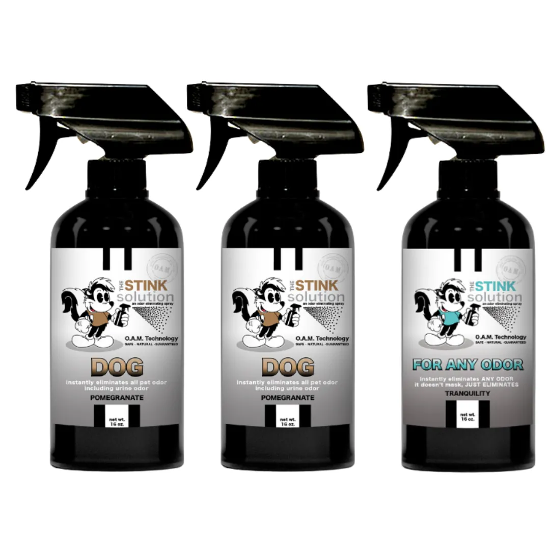 Three Pack - Two Dog Odor Eliminating Sprays   One Spray of Choice 16 oz