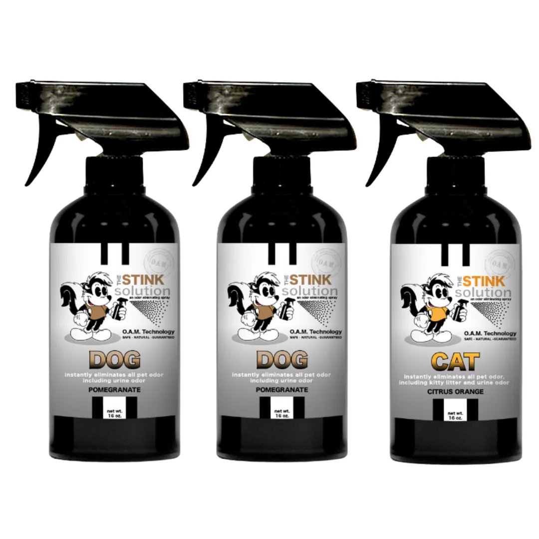 Three Pack - Two Dog Odor Eliminating Sprays   One Spray of Choice 16 oz