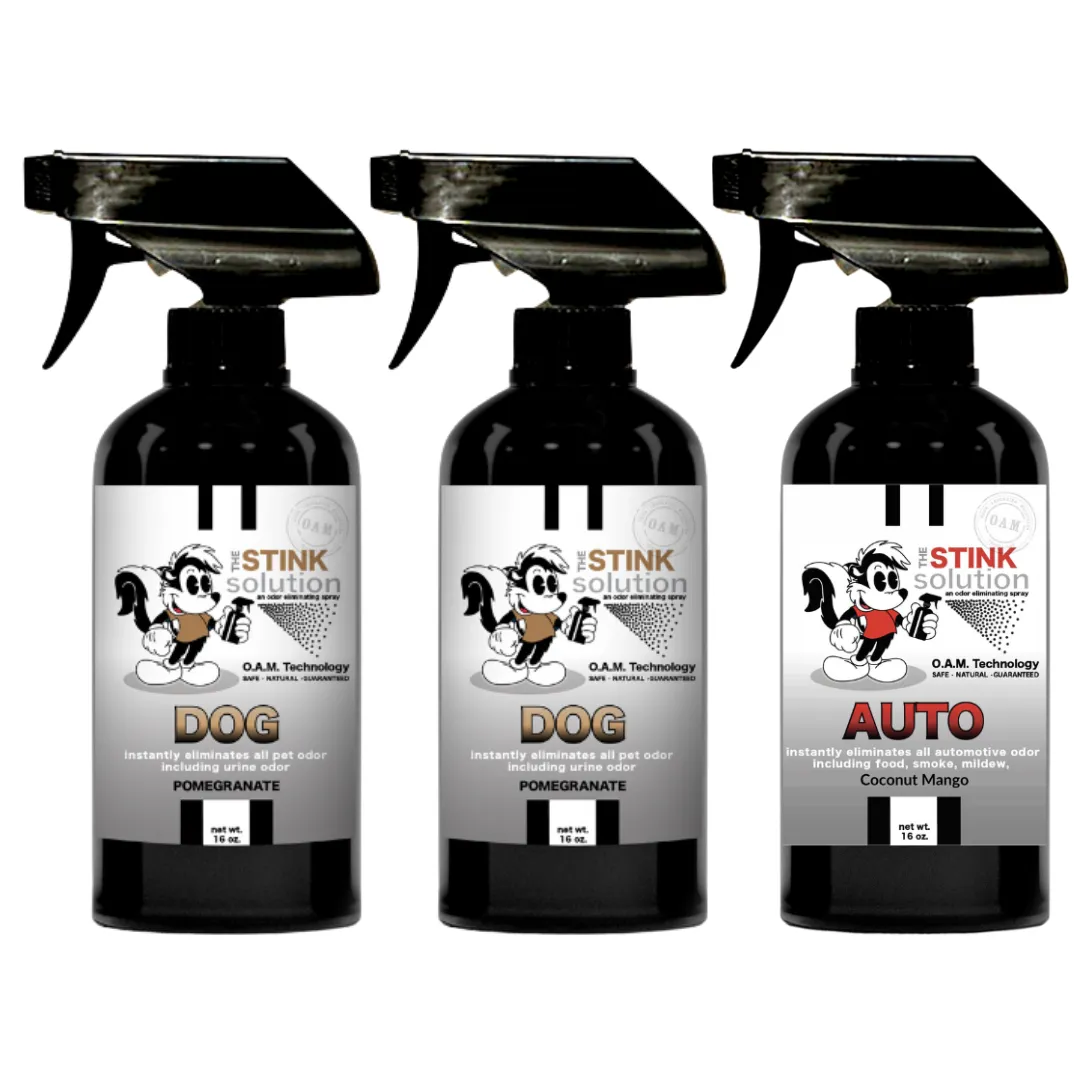 Three Pack - Two Dog Odor Eliminating Sprays   One Spray of Choice 16 oz