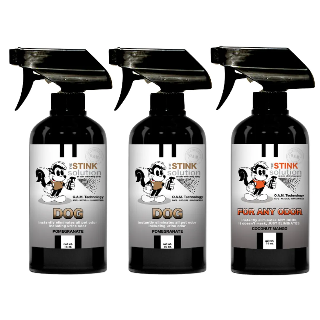 Three Pack - Two Dog Odor Eliminating Sprays   One Spray of Choice 16 oz