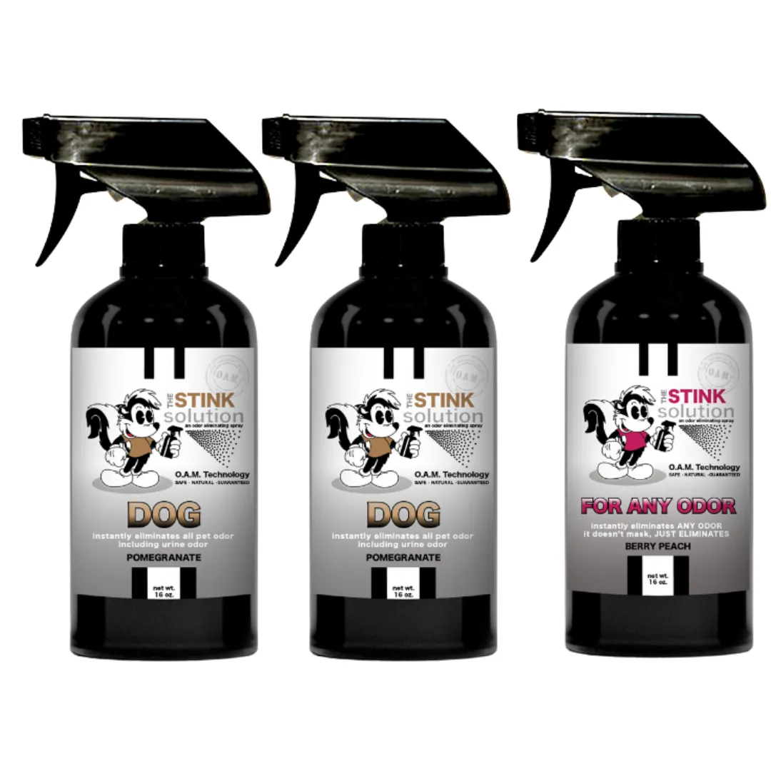 Three Pack - Two Dog Odor Eliminating Sprays   One Spray of Choice 16 oz