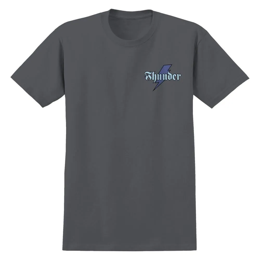 Thunder T-Shirt Bolt Script - Charcoal / Blue / Black Prints