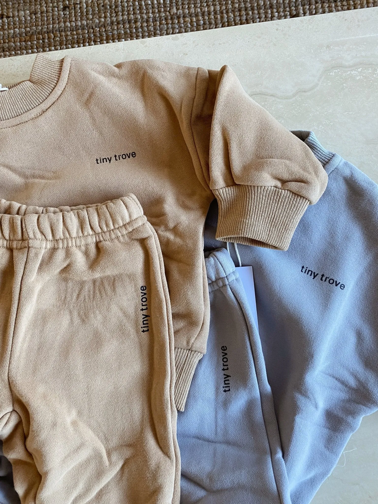 TINY TROVE WOODIE LOGO TRACKSUIT FAWN