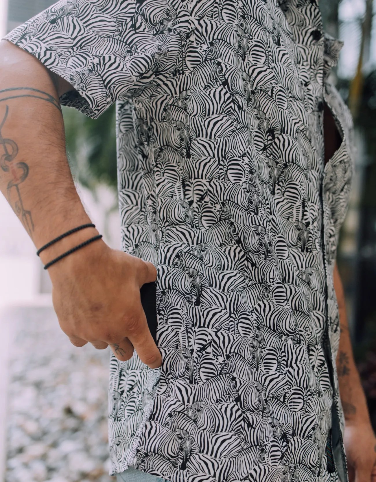 Too Many Lines - Zebra Black 7 Seas Button Up