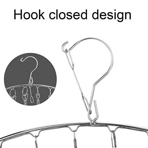 Toplife Stainless Steel Windproof Clothes Drying Hanger with 10 Clips for Drying Socks, Bras,Underwears,Baby Clothes,Hats,Scarfs,Towels,Pants,and Gloves,Set of 2