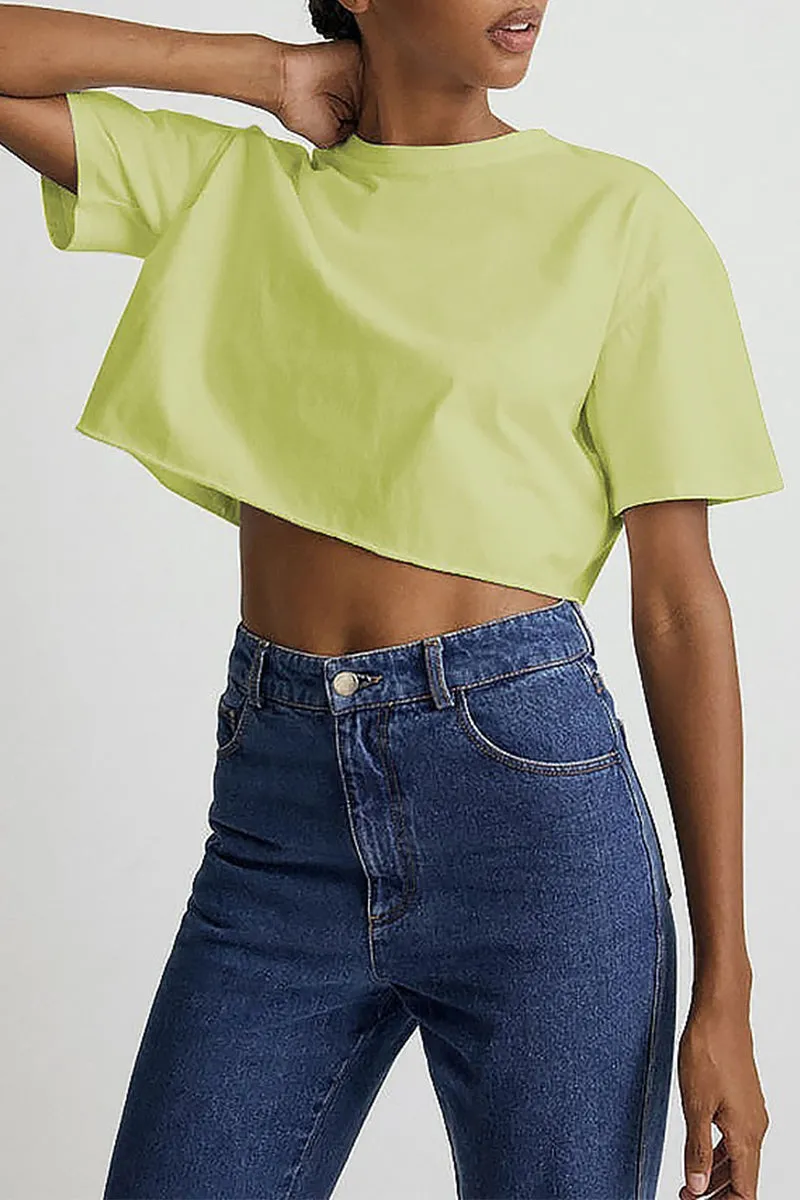 TQ3279 Plain Crop Tee