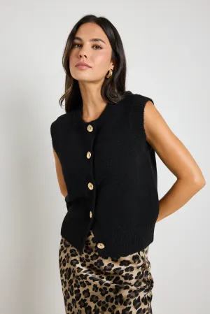 Trait Knitted Crewneck Vest Top Black