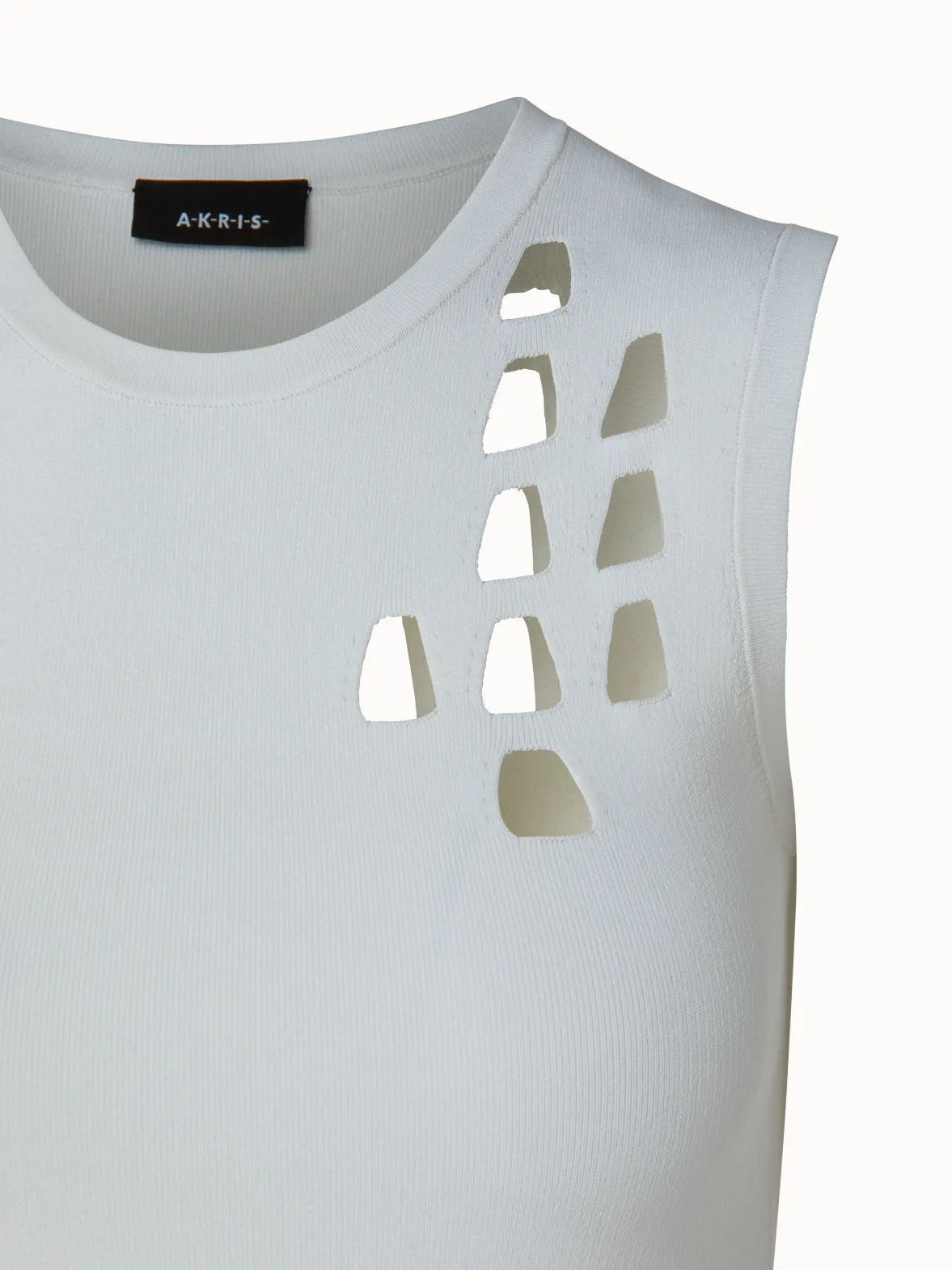 Trapezoid Cutout Sleeveless Knit Pullover