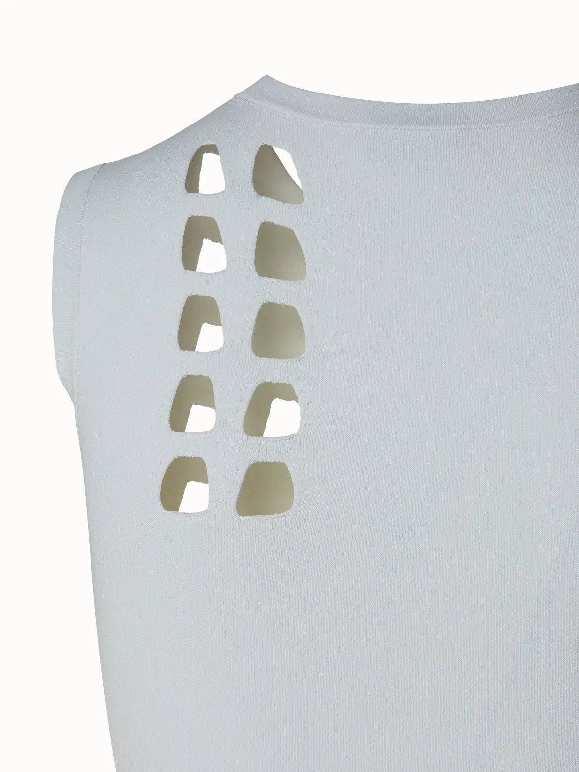 Trapezoid Cutout Sleeveless Knit Pullover