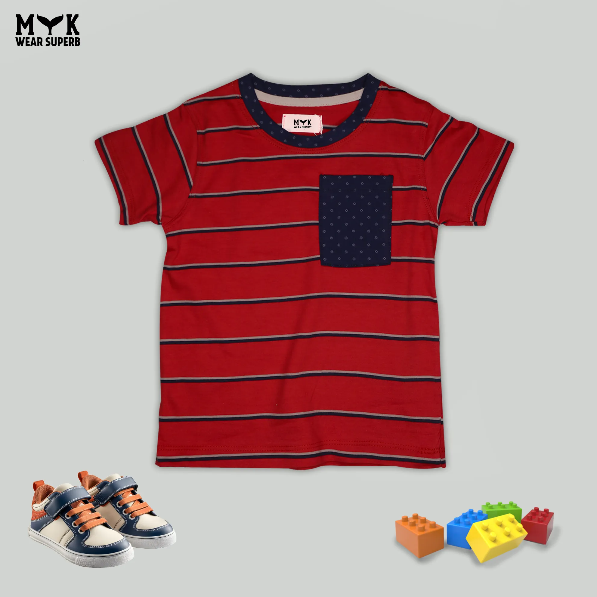 Trendy Striped & Dotted Kids Summer Outfit