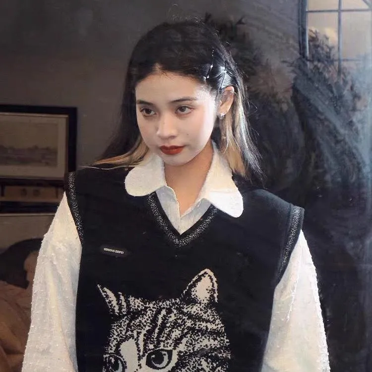 V-neck Vest Knitted Women's Vest Sweater