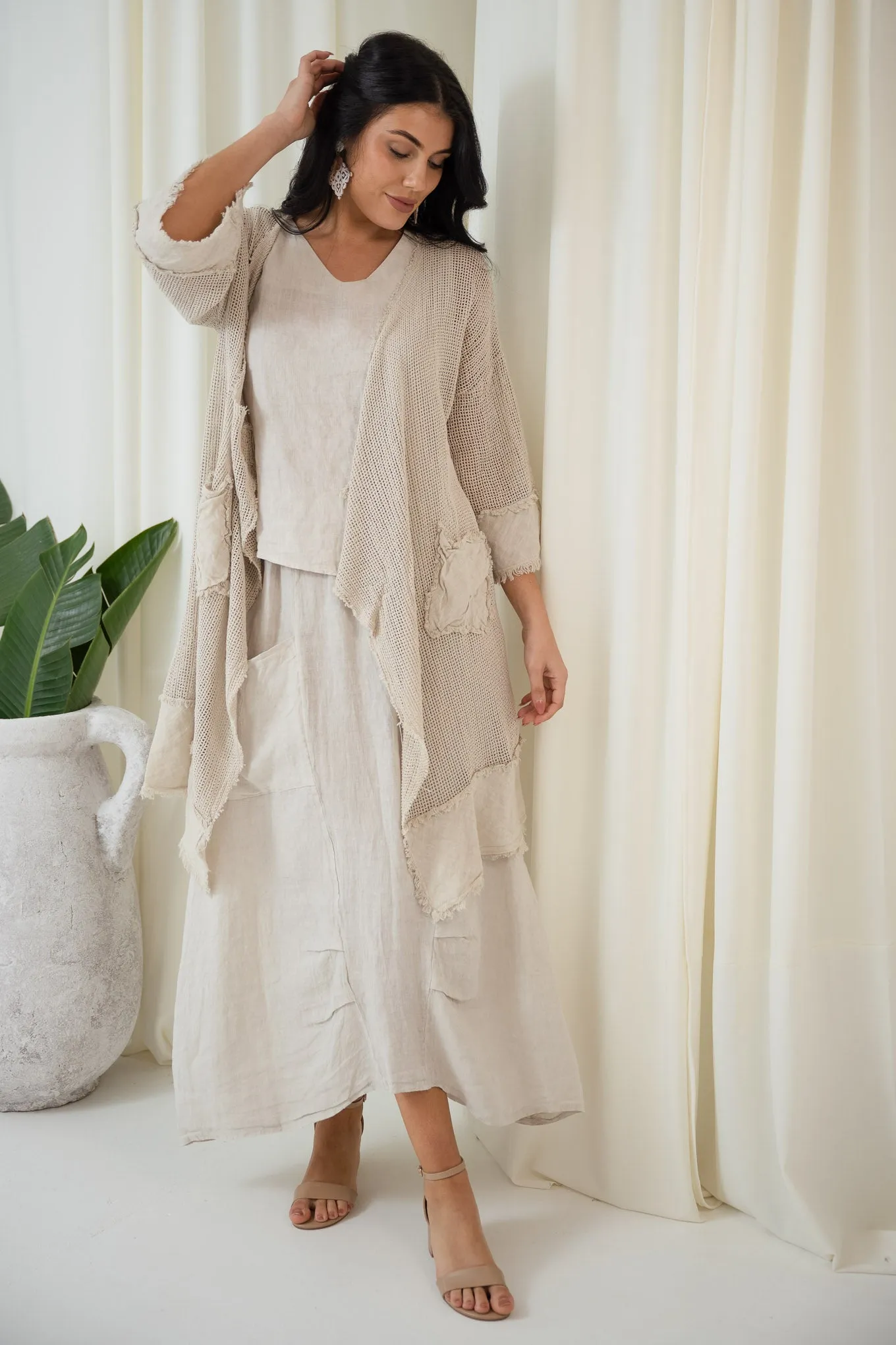 Valeria Long Mesh Jacket | Beige