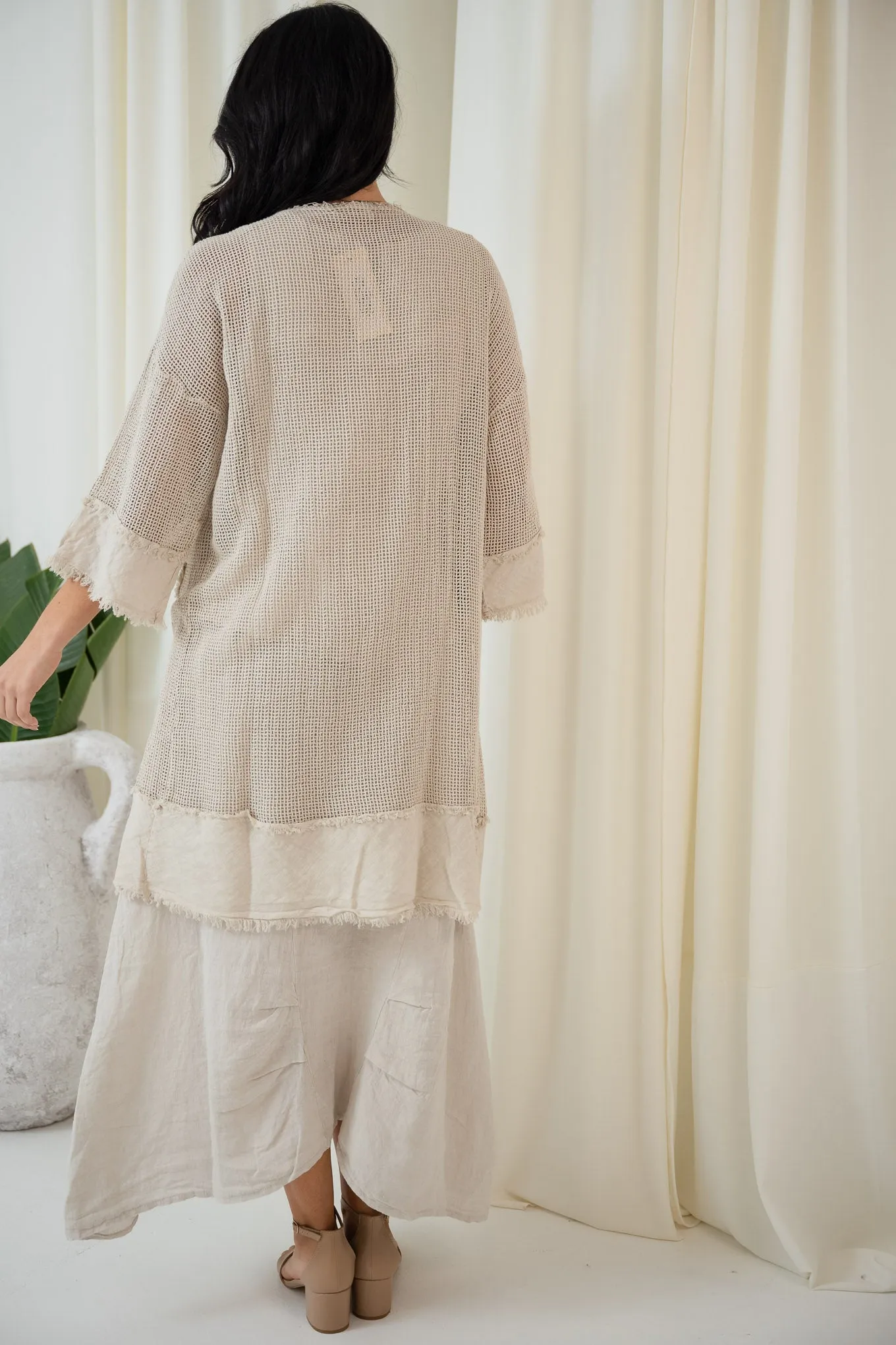 Valeria Long Mesh Jacket | Beige