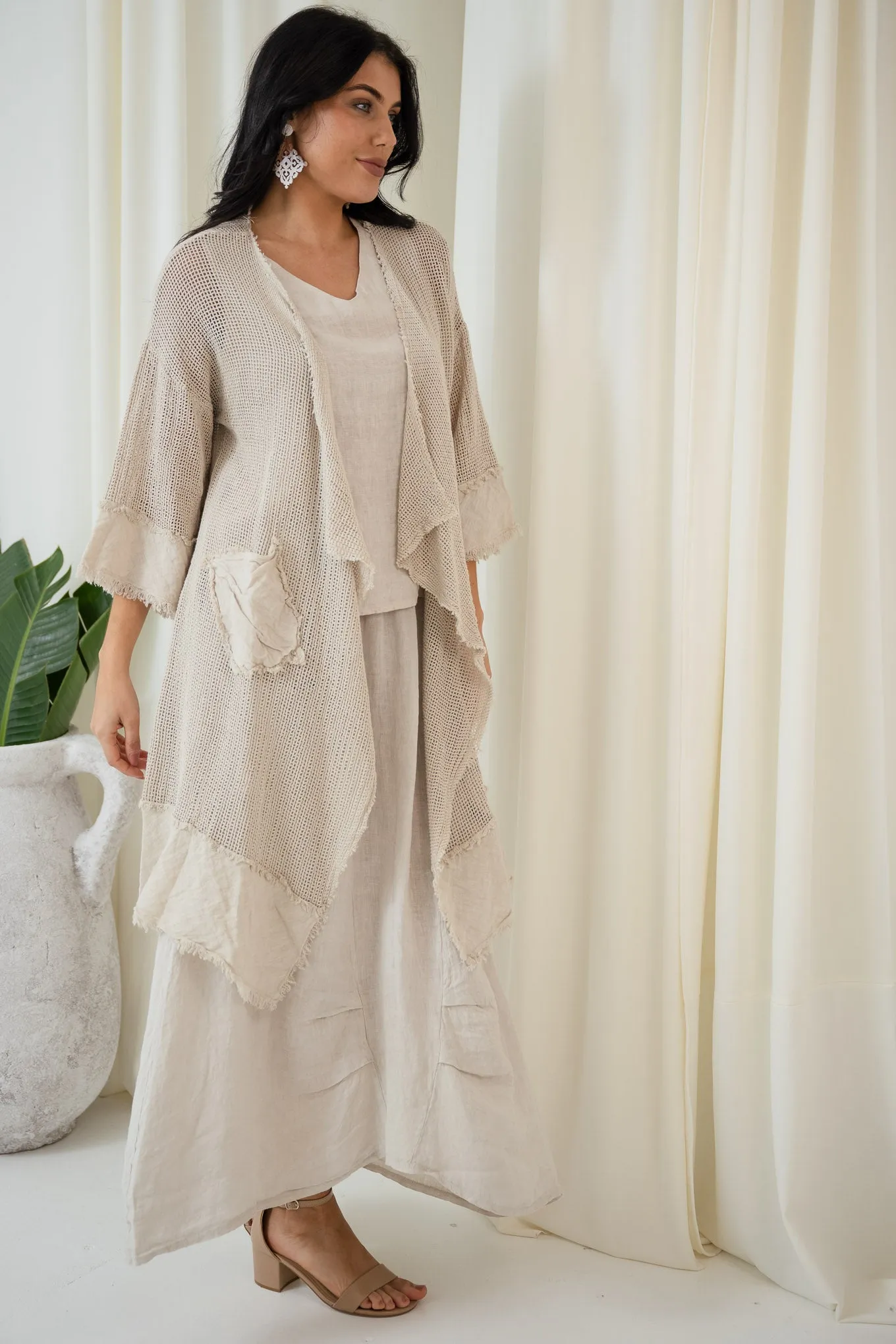 Valeria Long Mesh Jacket | Beige