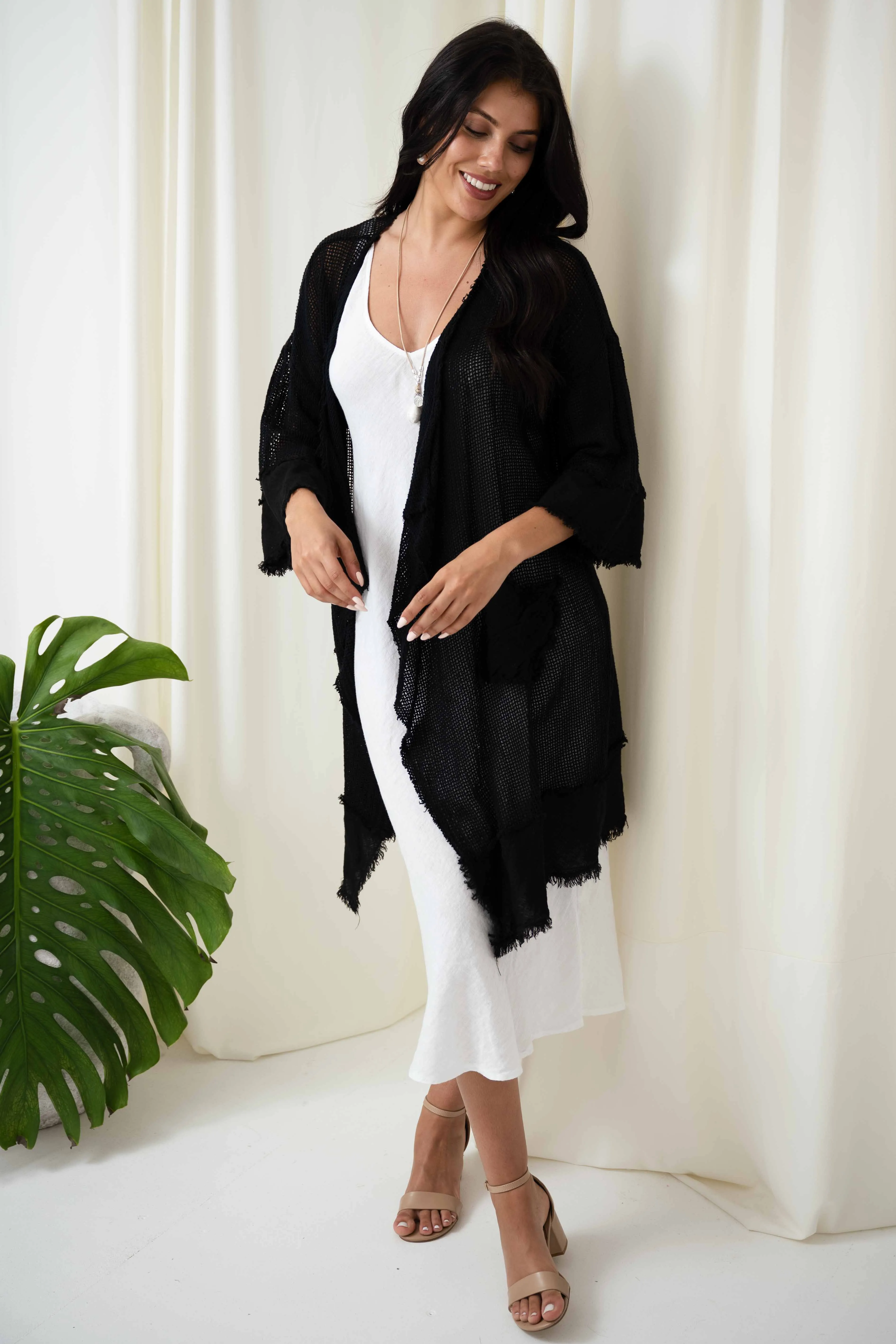 Valeria Long Mesh Jacket | Black