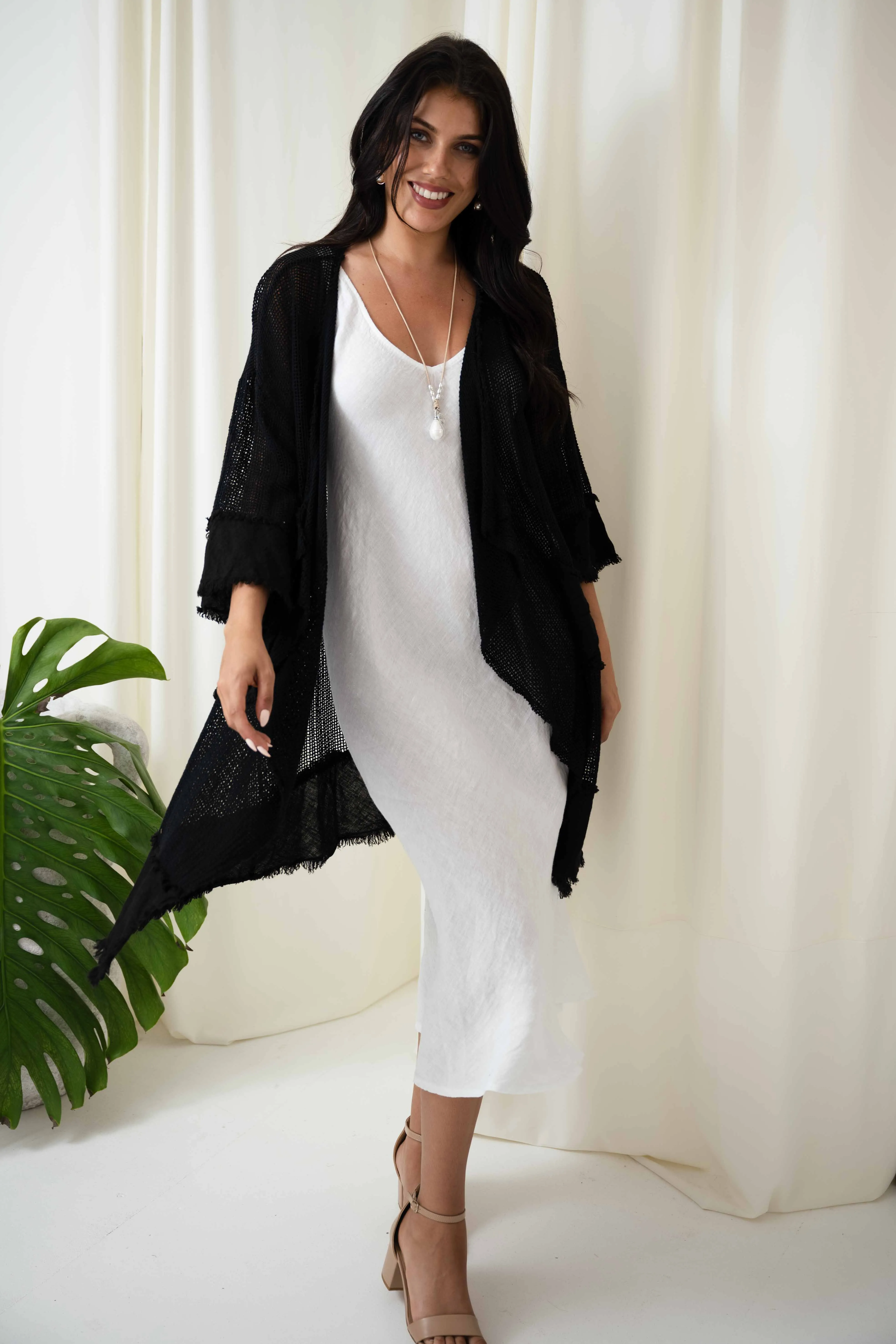 Valeria Long Mesh Jacket | Black