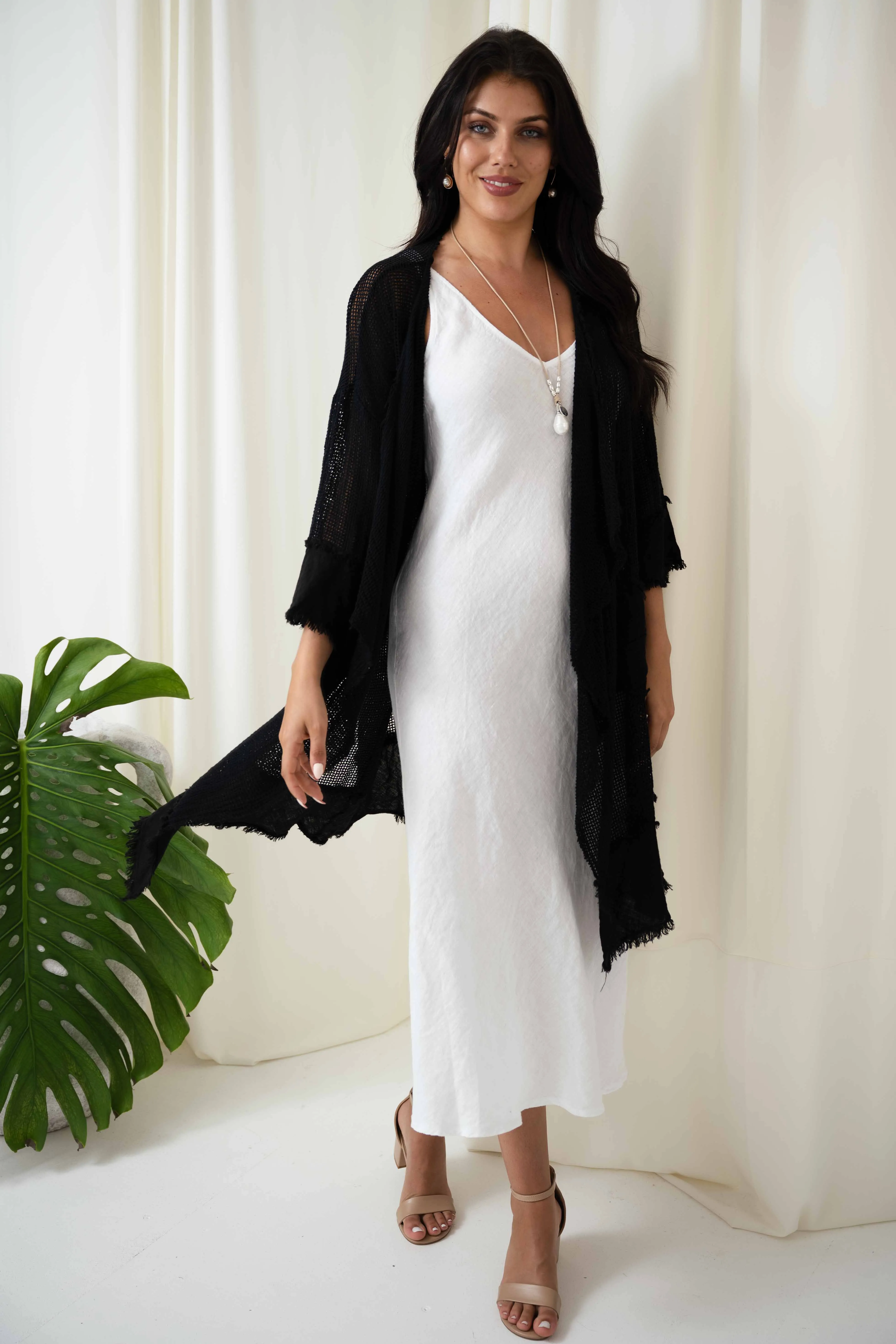 Valeria Long Mesh Jacket | Black