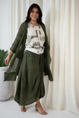 Valeria Long Mesh Jacket | Khaki