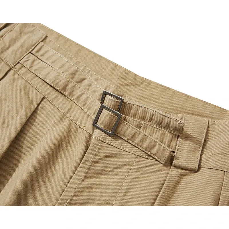 Vintage British Army Gurkha Casual Pants: Khaki Loose Mid-Long Spring Autumn Retro Streetwear Trousers