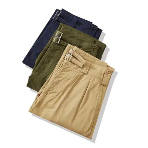 Vintage British Army Gurkha Casual Pants: Khaki Loose Mid-Long Spring Autumn Retro Streetwear Trousers