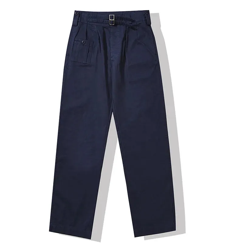 Vintage British Army Gurkha Casual Pants: Khaki Loose Mid-Long Spring Autumn Retro Streetwear Trousers