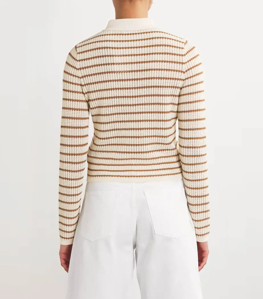 Viola Stripe L/S Polo in Ivory Multi