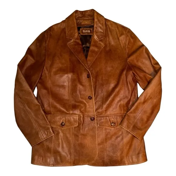 VTG Wilson’s Leathers Carmel 100%leather collared jacket size XL