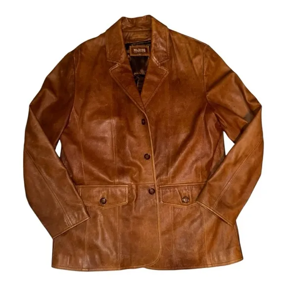VTG Wilson’s Leathers Carmel 100%leather collared jacket size XL