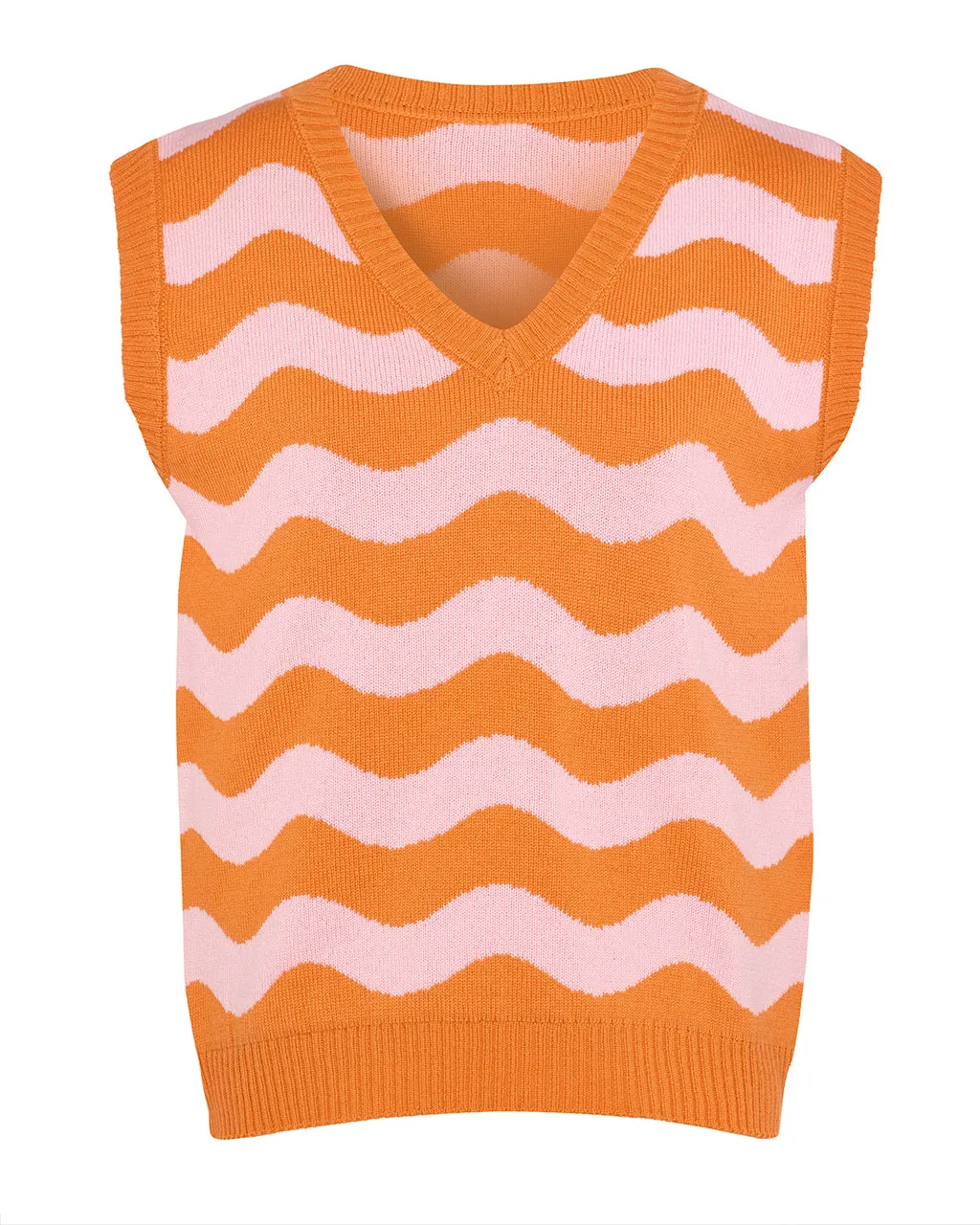 Waves Vest Wool & Cashmere Orange & Pink