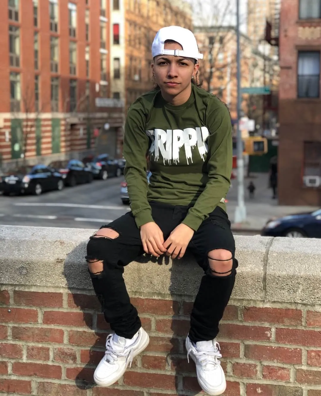 White Drippin | Olive Long Sleeve Tee