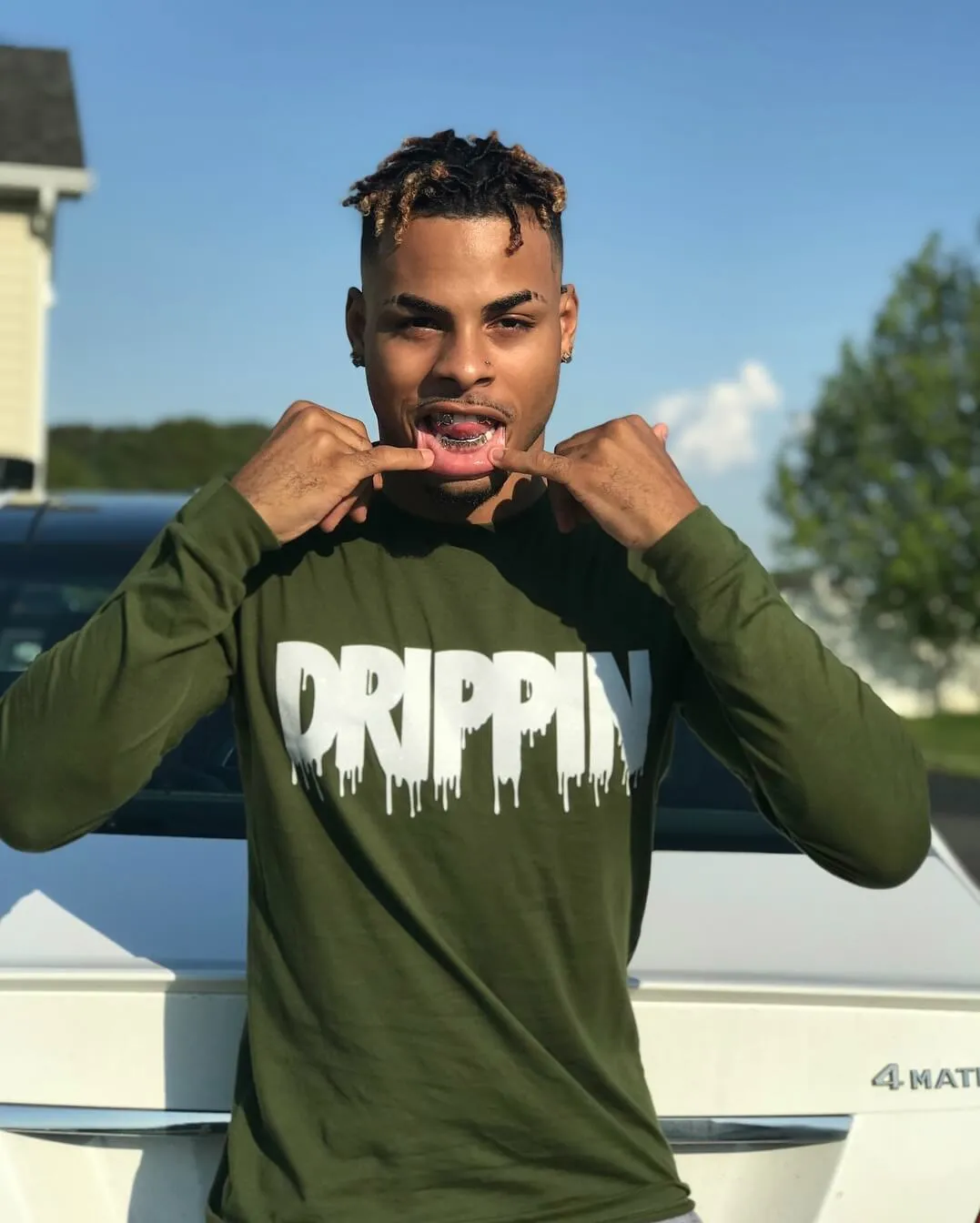 White Drippin | Olive Long Sleeve Tee