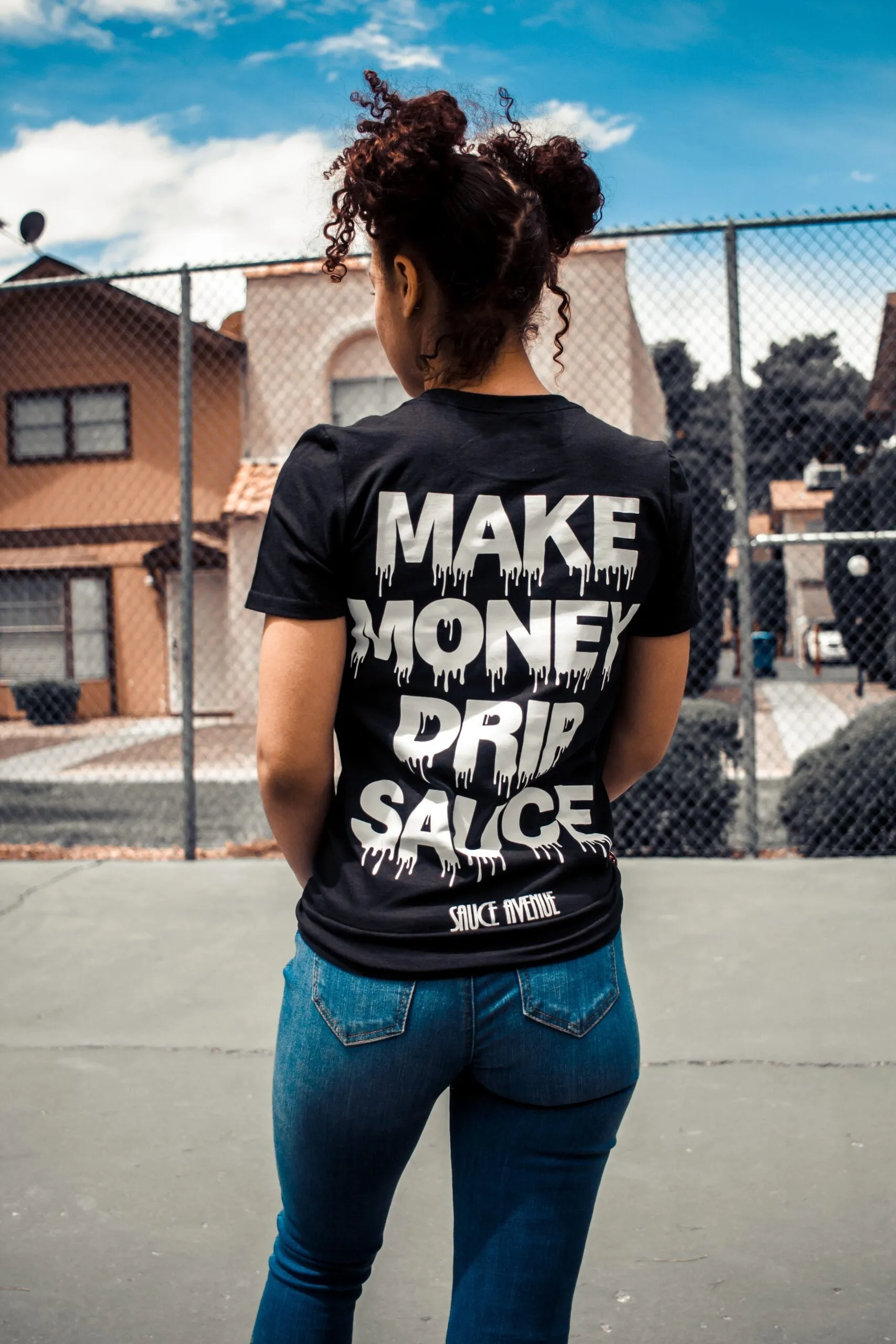 White Make Money Drip Sauce | Black Tee