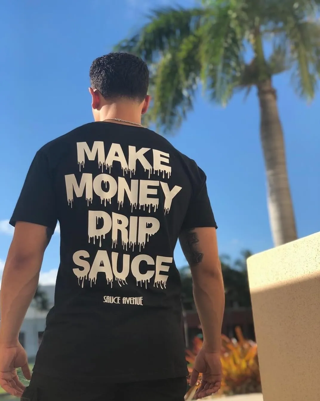 White Make Money Drip Sauce | Black Tee