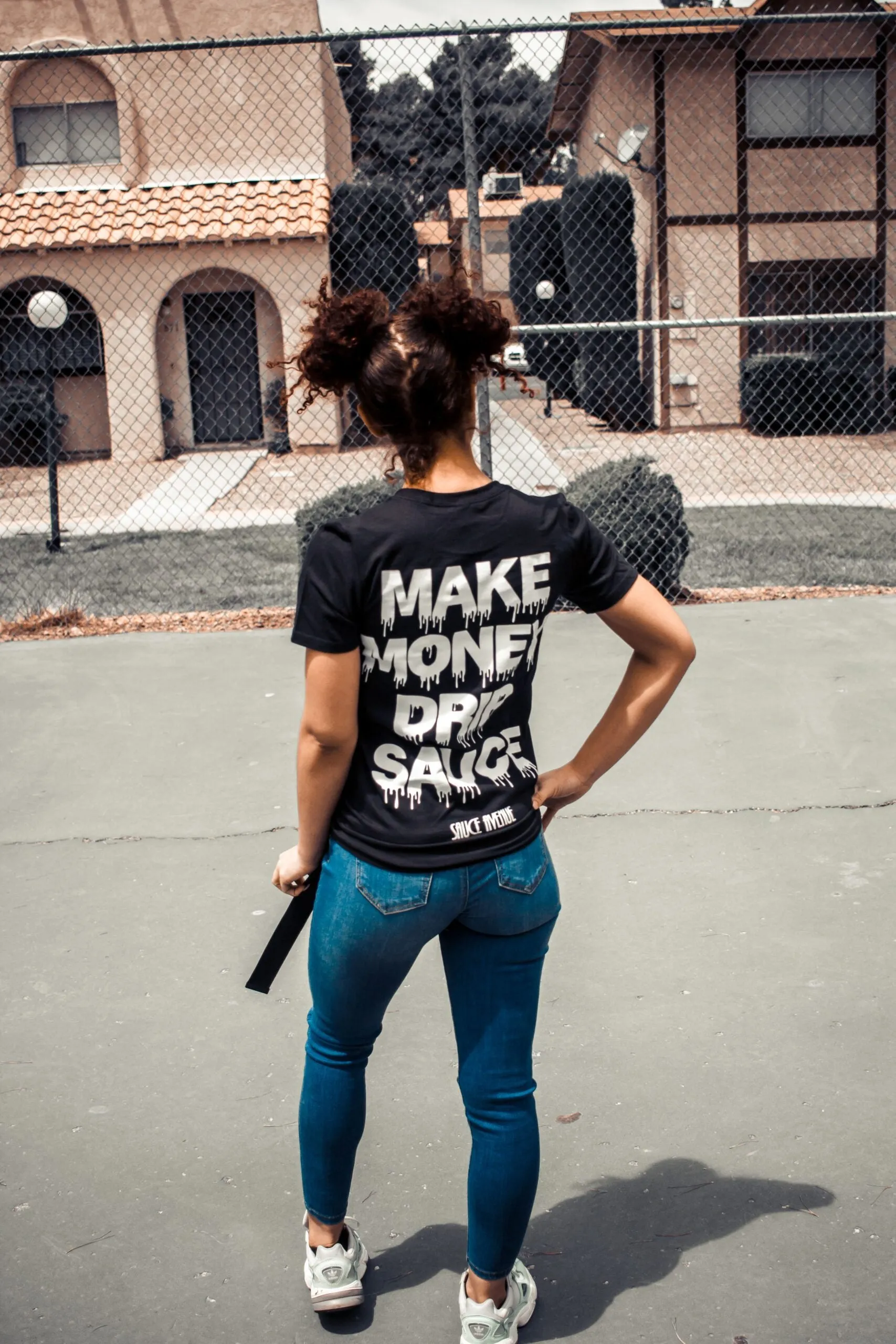 White Make Money Drip Sauce | Black Tee