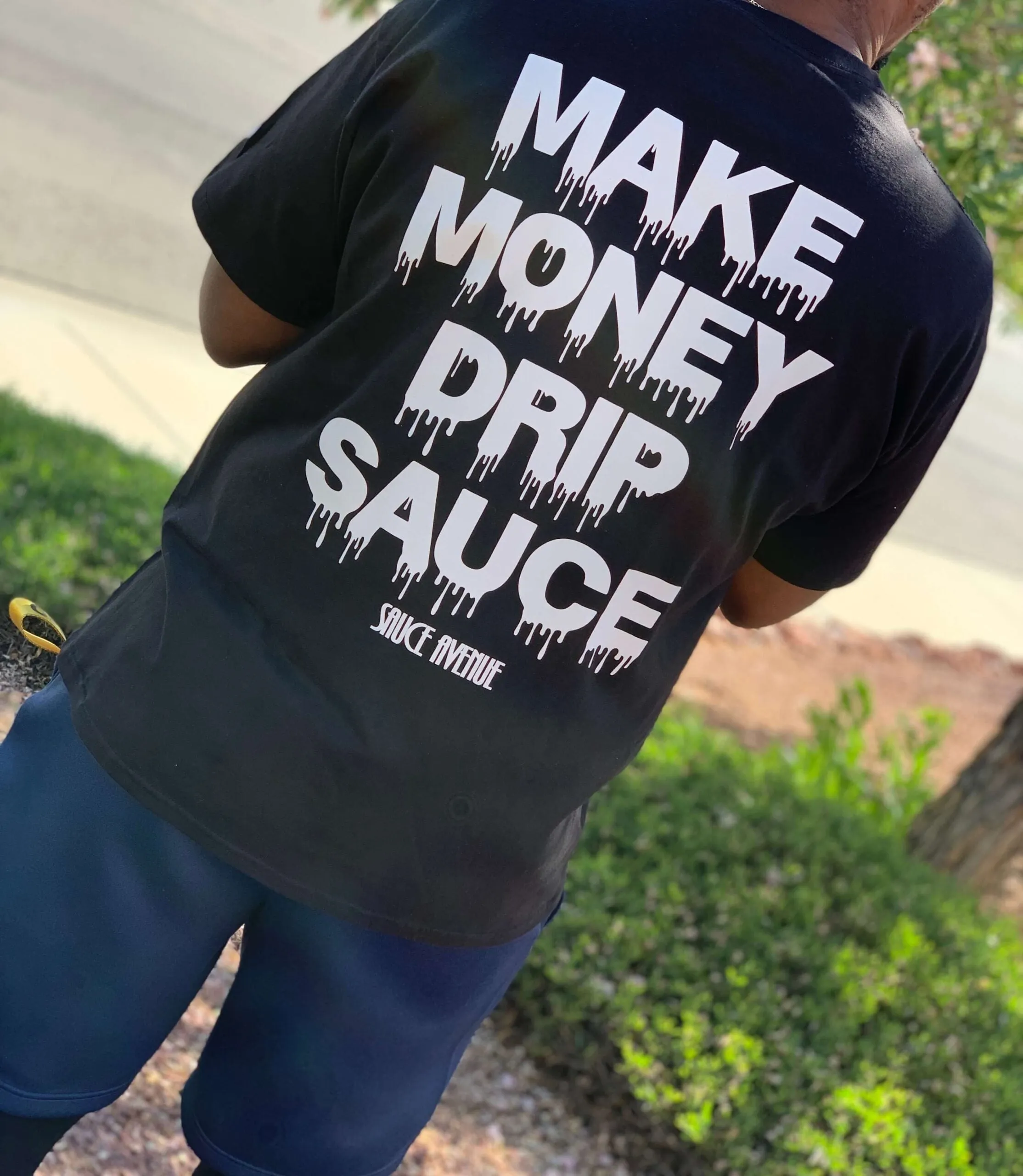 White Make Money Drip Sauce | Black Tee