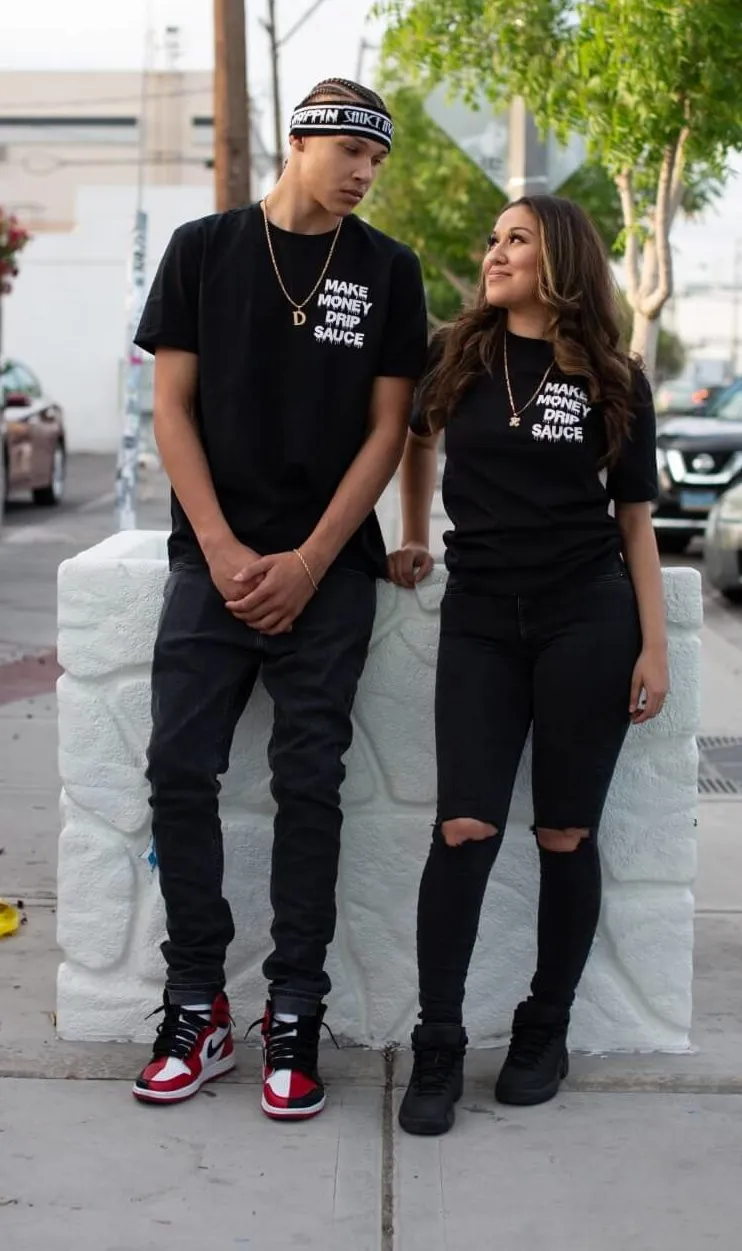 White Make Money Drip Sauce | Black Tee