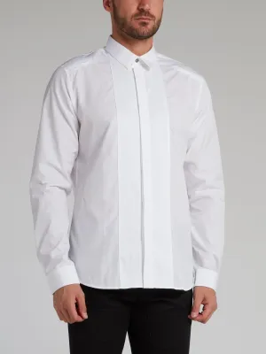 White Pinstripe Panel Shirt