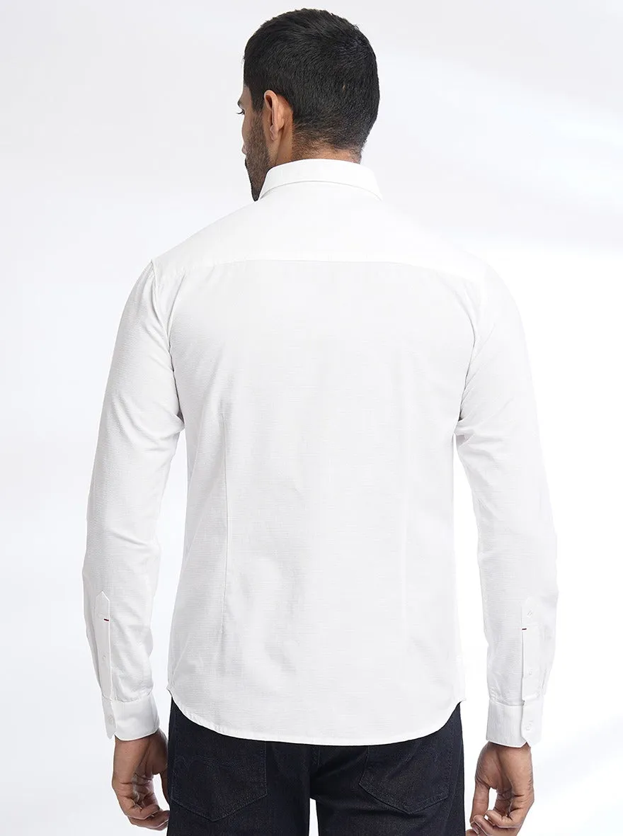 White Solid Slim Fit Casual Shirt | Greenfibre
