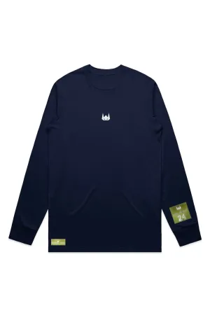 WOLFPACK UNLTD "STATEMENT" LIGHTWEIGHT TEE L/S EMBROIDERED LOGO | NAVY BLUE