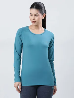 Women Sea Green Solid Tops FLY TECH F/SLEEVE PLAIN