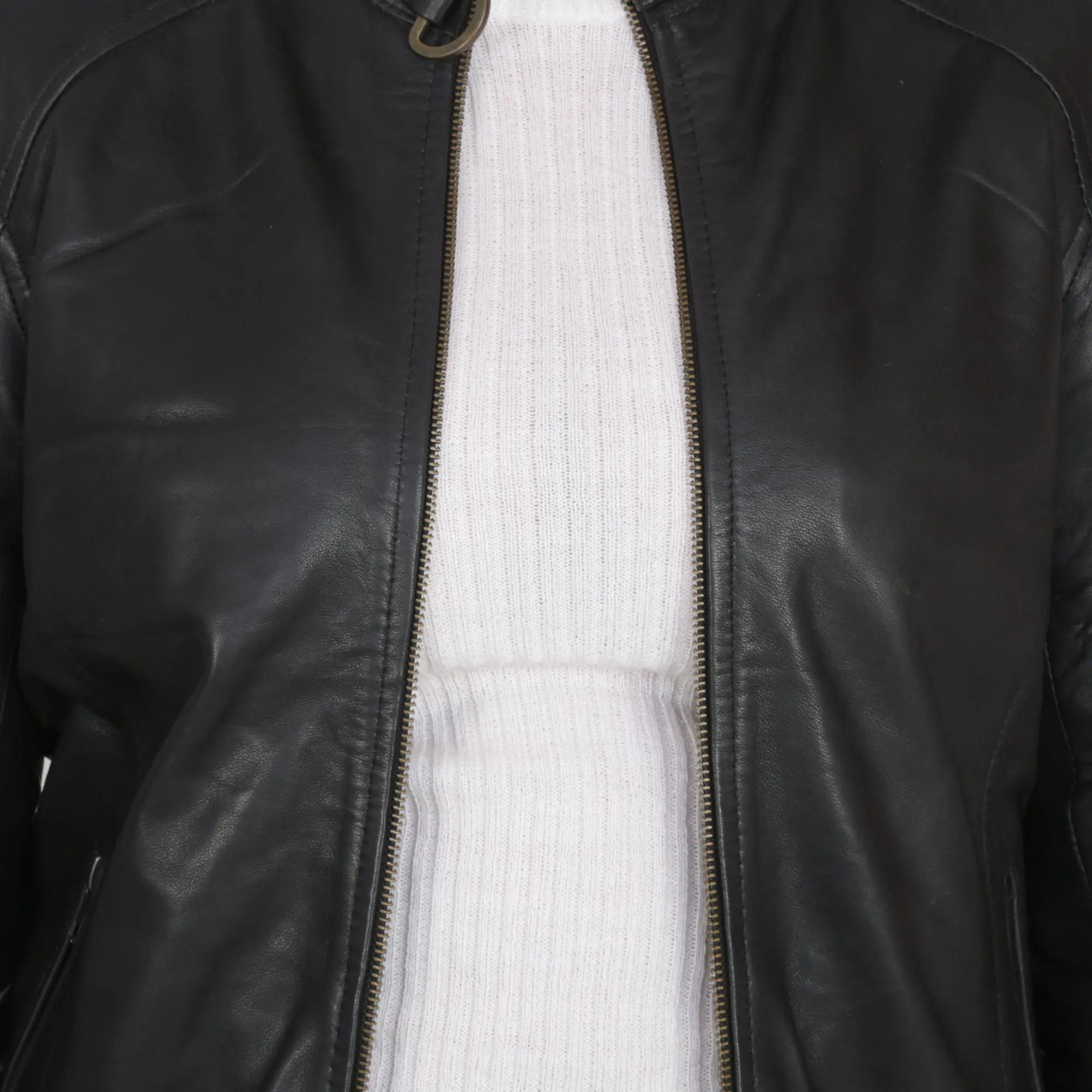 Women's Slim fit Leather jacket : The Mandarin Collar