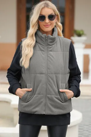 Women’s Zip Up Turtleneck Vest Coat with Pockets | High-Quality Polyester