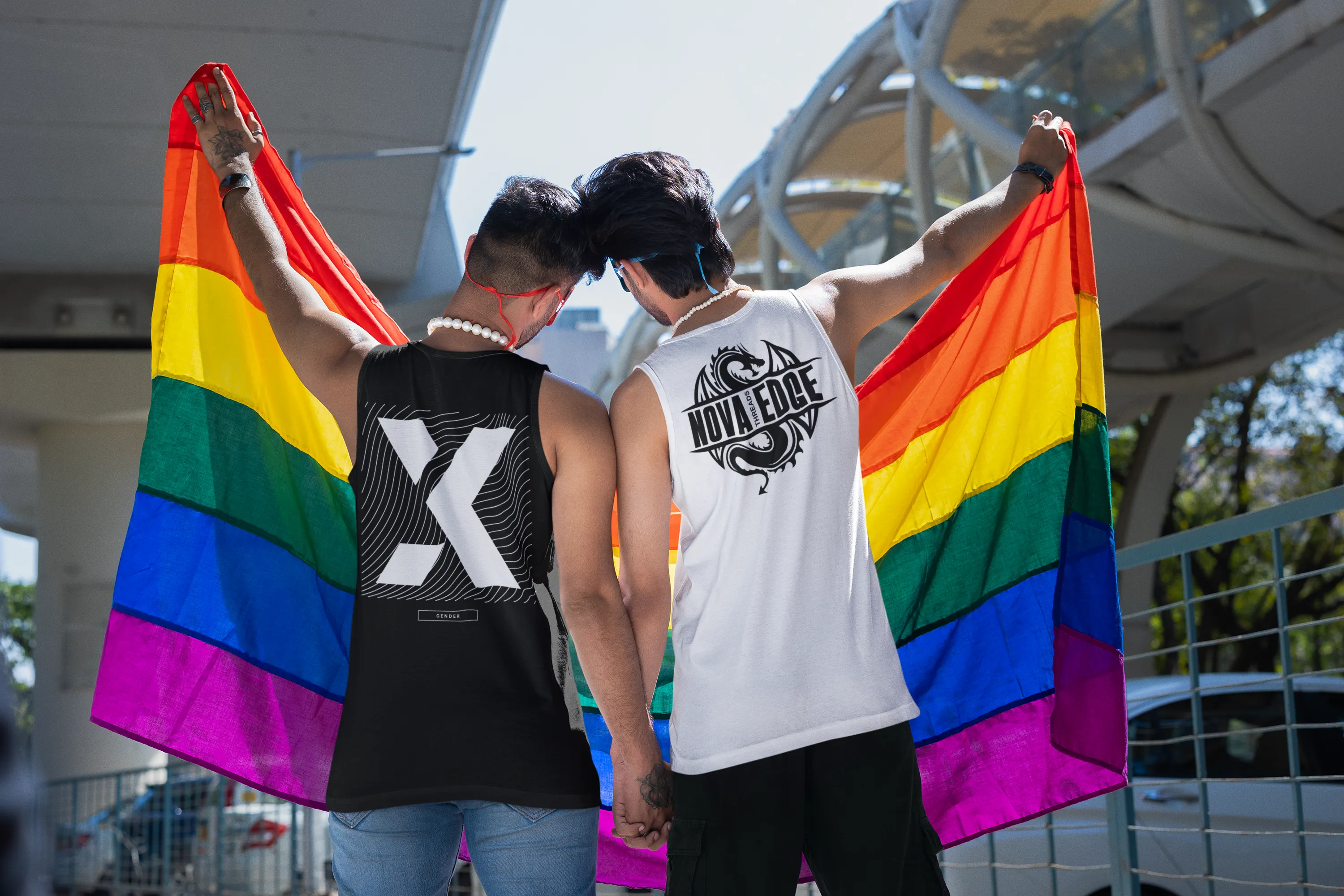 X Gender Non Binary Gender Diversity Pride Graphic Tank on back of Black Relaxed Fit Sleeveless Tank Top