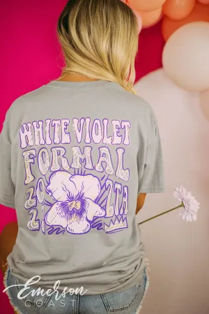Zeta Tau Alpha White Violet Formal Grey Tee