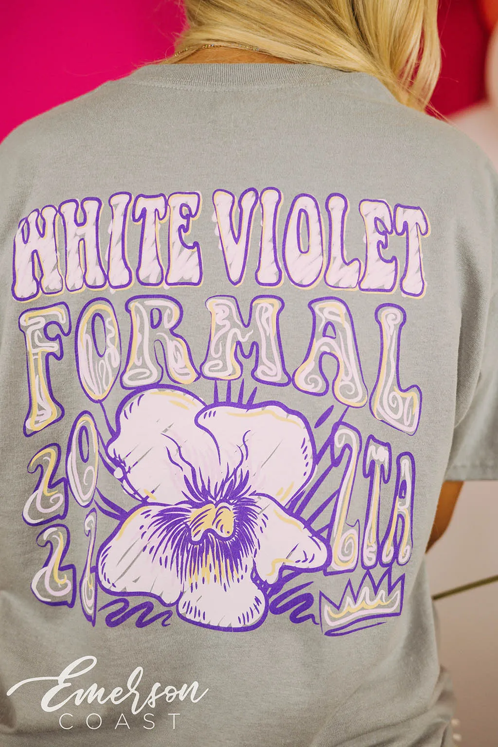 Zeta Tau Alpha White Violet Formal Grey Tee