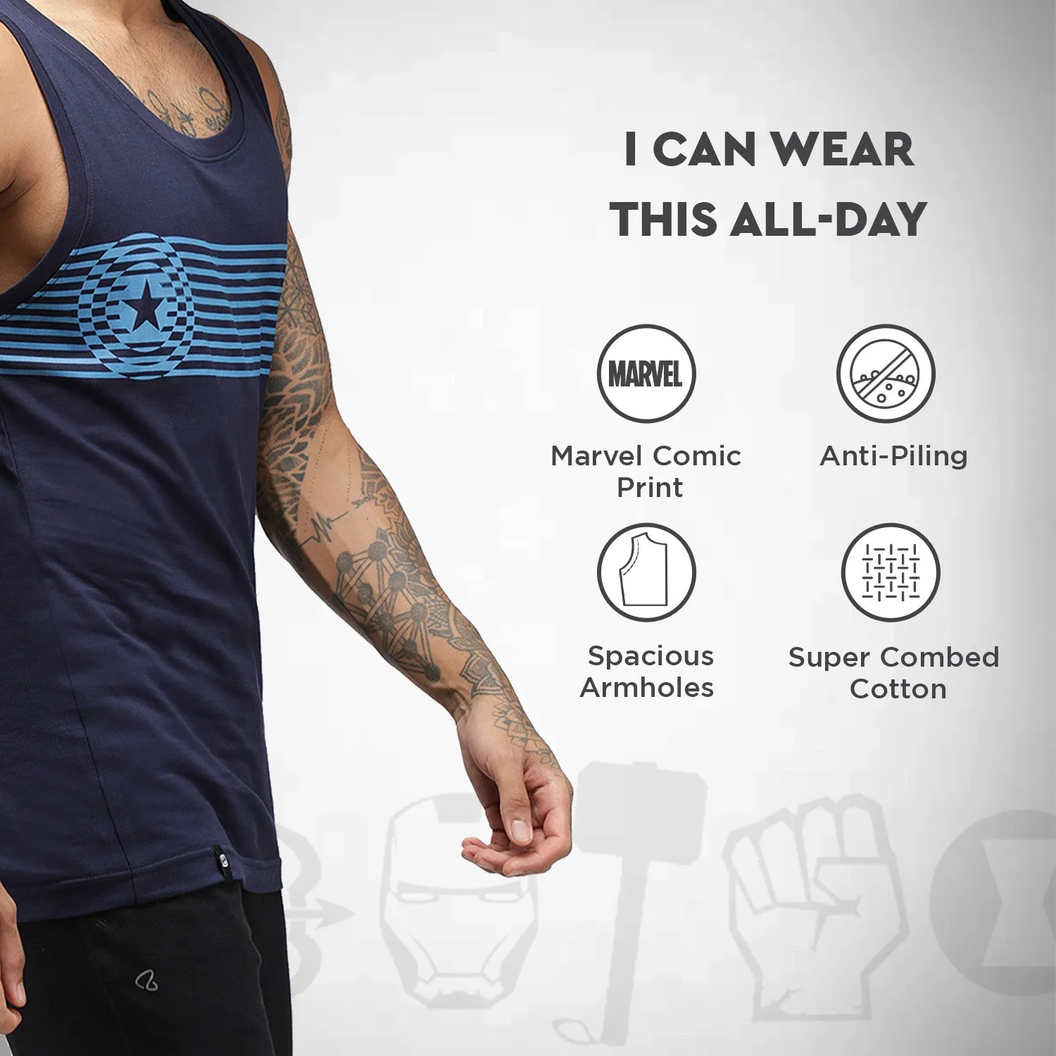Zoiro Men's Marvel Singlet Vest - Captain America